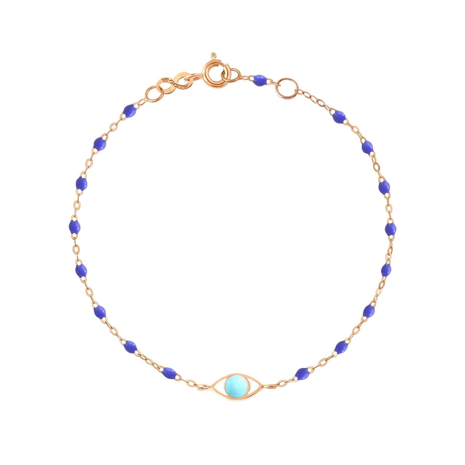 Gigi Clozeau - Bracelet Classique Gigi Eye bleuet, or rose, 17 cm