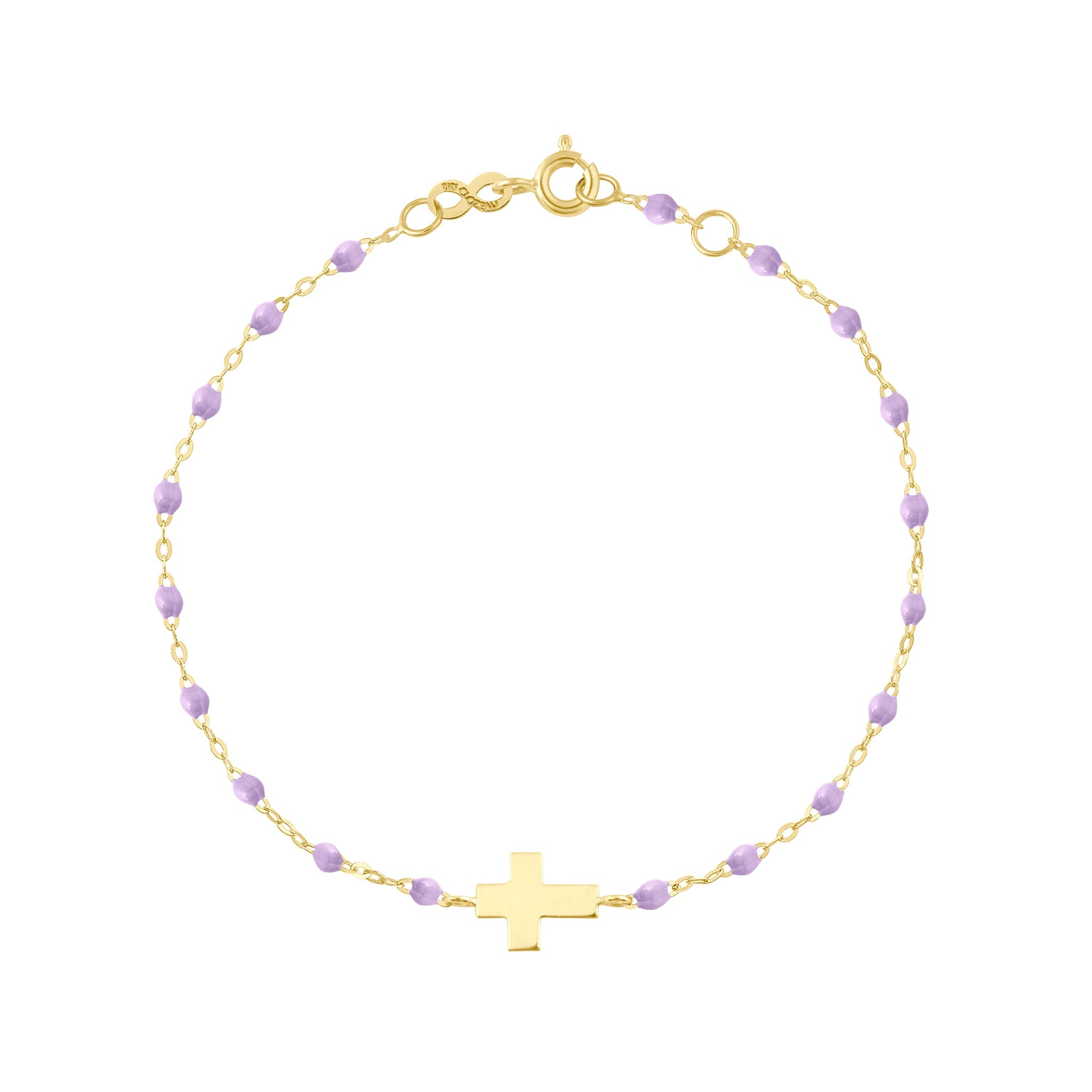 Gigi Clozeau - Bracelet enfant parme Croix, or jaune, 15 cm