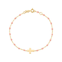 Gigi Clozeau - Bracelet enfant rose bébé Croix, or jaune, 15 cm