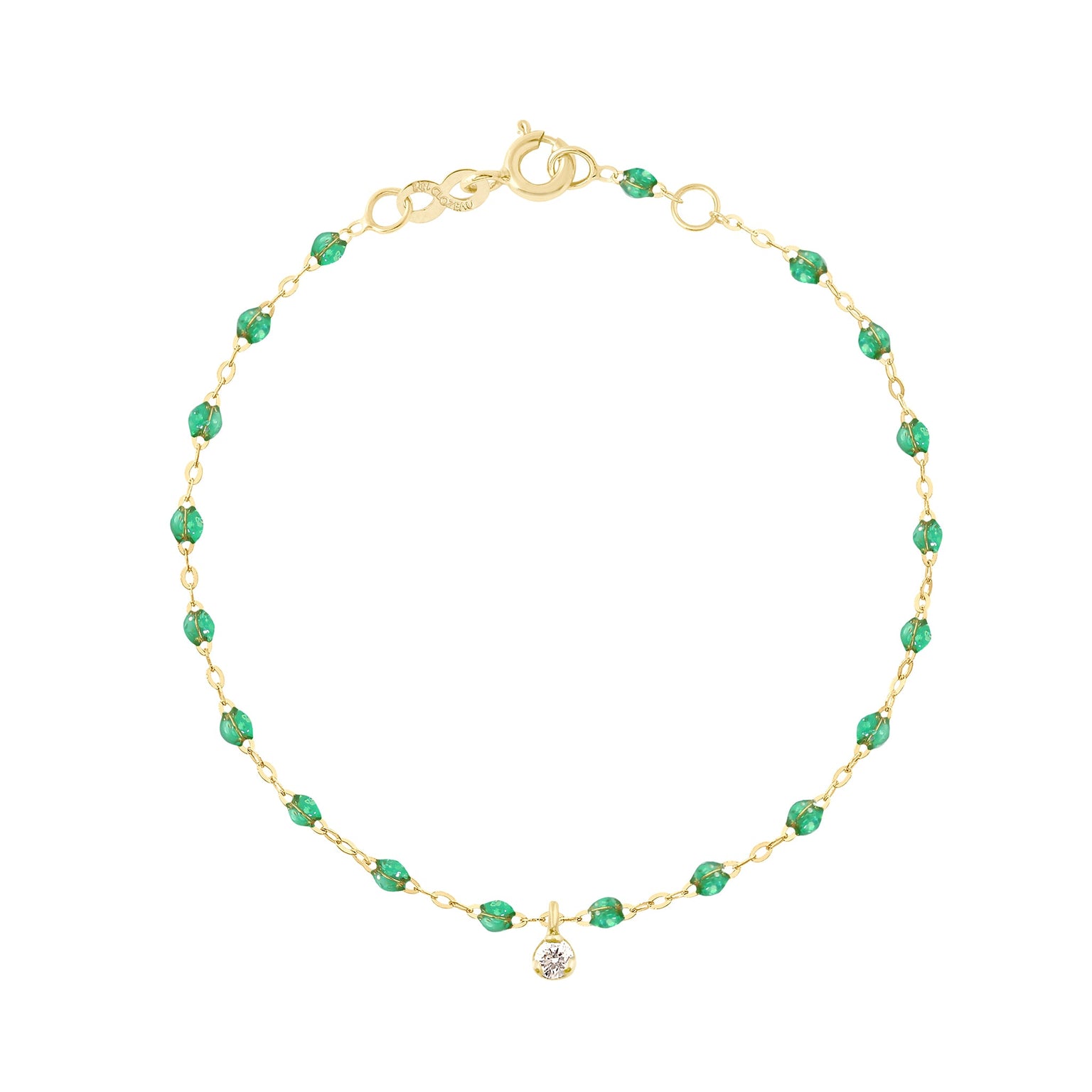 Gigi Clozeau - Bracelet menthe Gigi Suprême, or jaune, 1 diamant, 17 cm