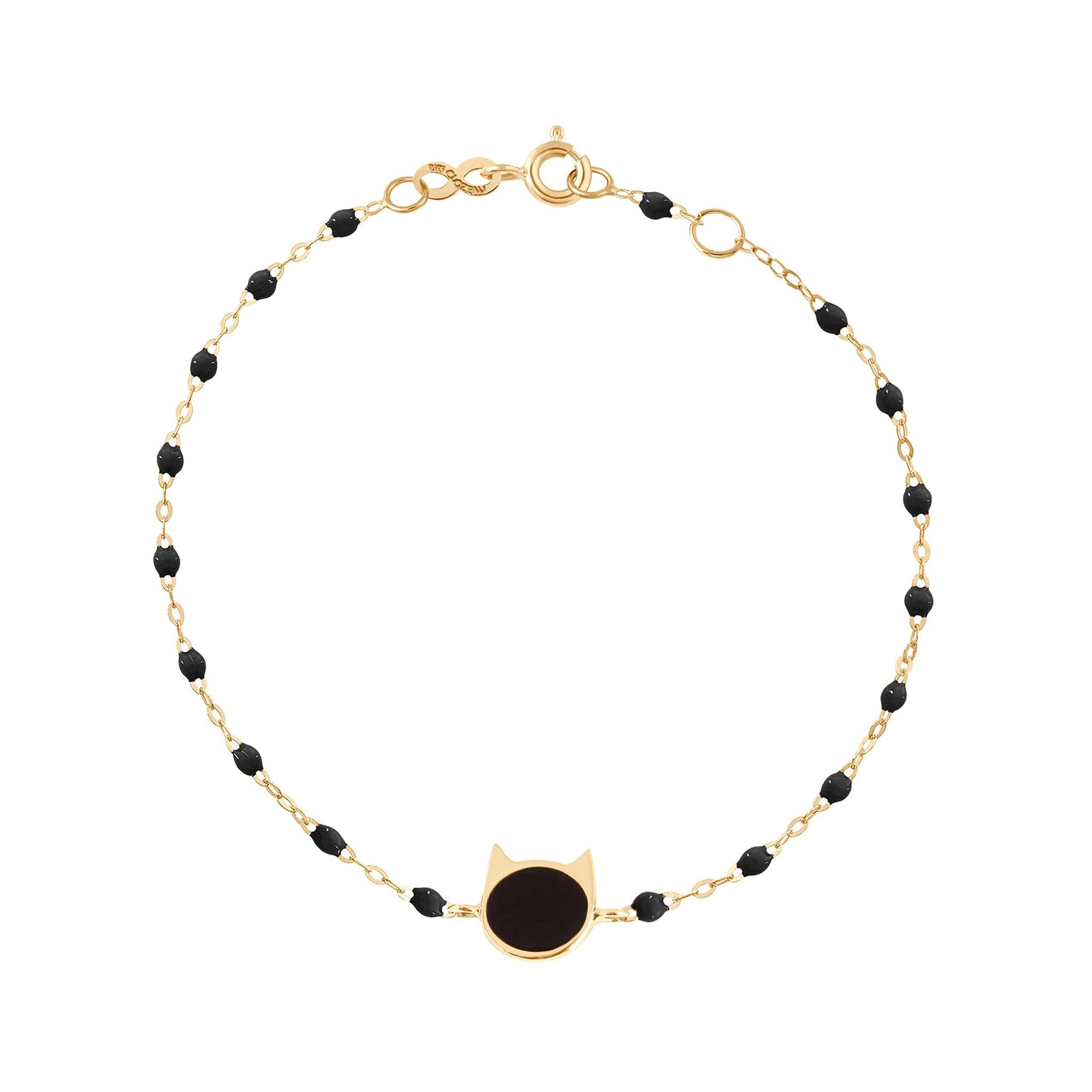 Gigi Clozeau - Bracelet noir Chat or jaune, 17 cm