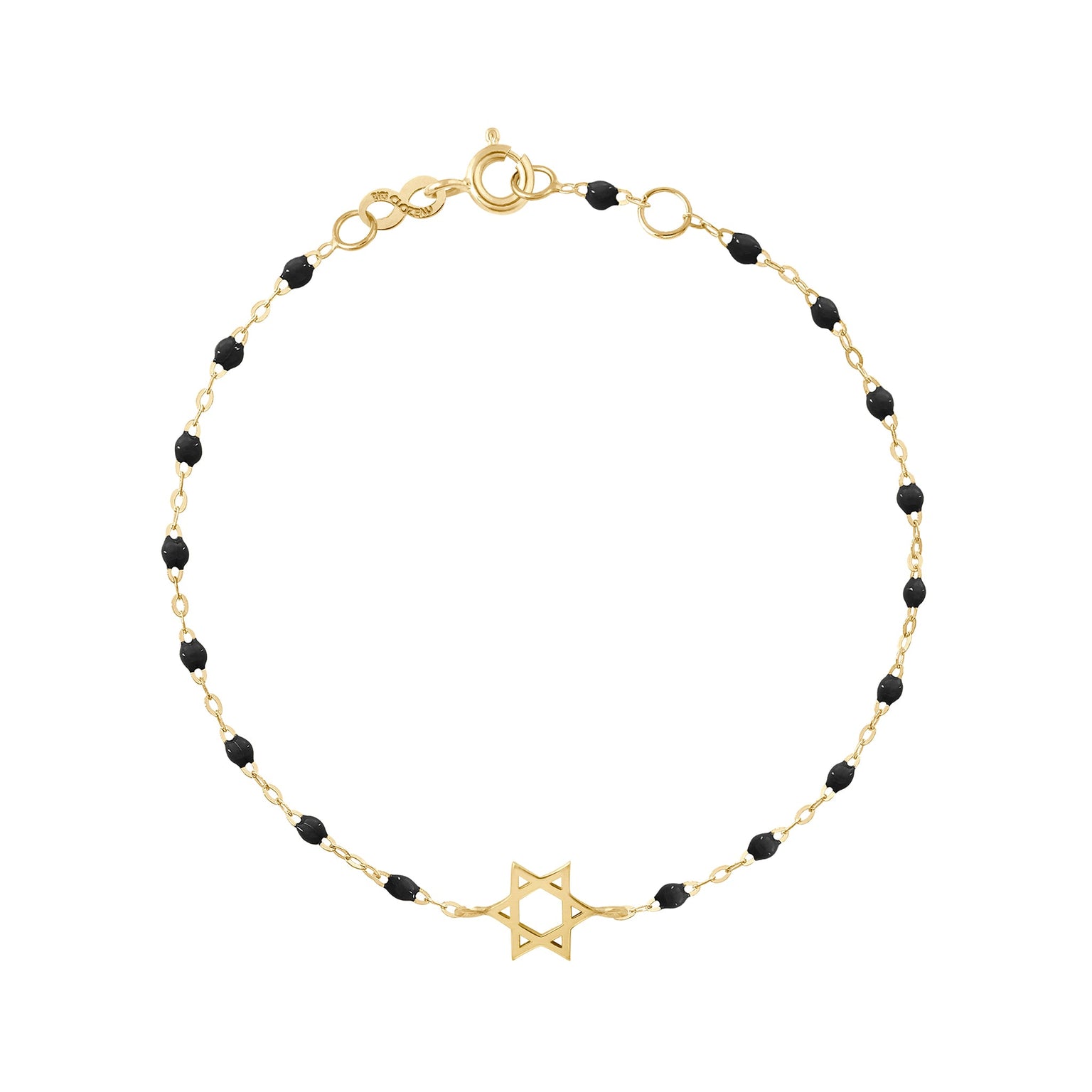Gigi Clozeau - Bracelet noir Etoile de David, or jaune, 17 cm