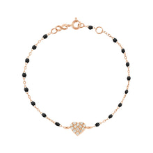 Gigi Clozeau - Bracelet noir In Love, diamants, or rose, 17 cm