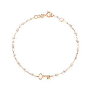 Gigi Clozeau - Bracelet opale Clé diamants, or rose, 17 cm