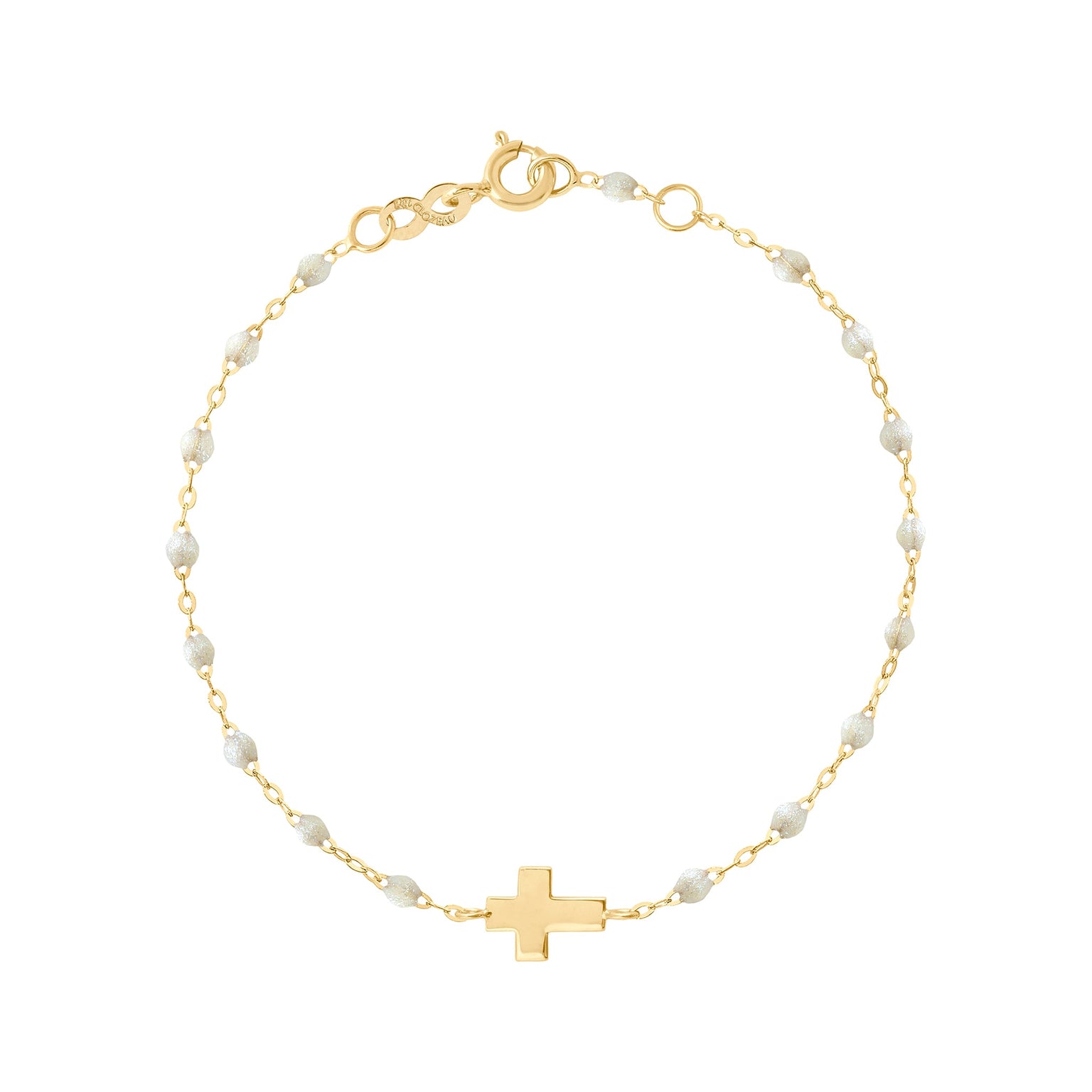 Gigi Clozeau - Bracelet opale Croix, or jaune, 17cm