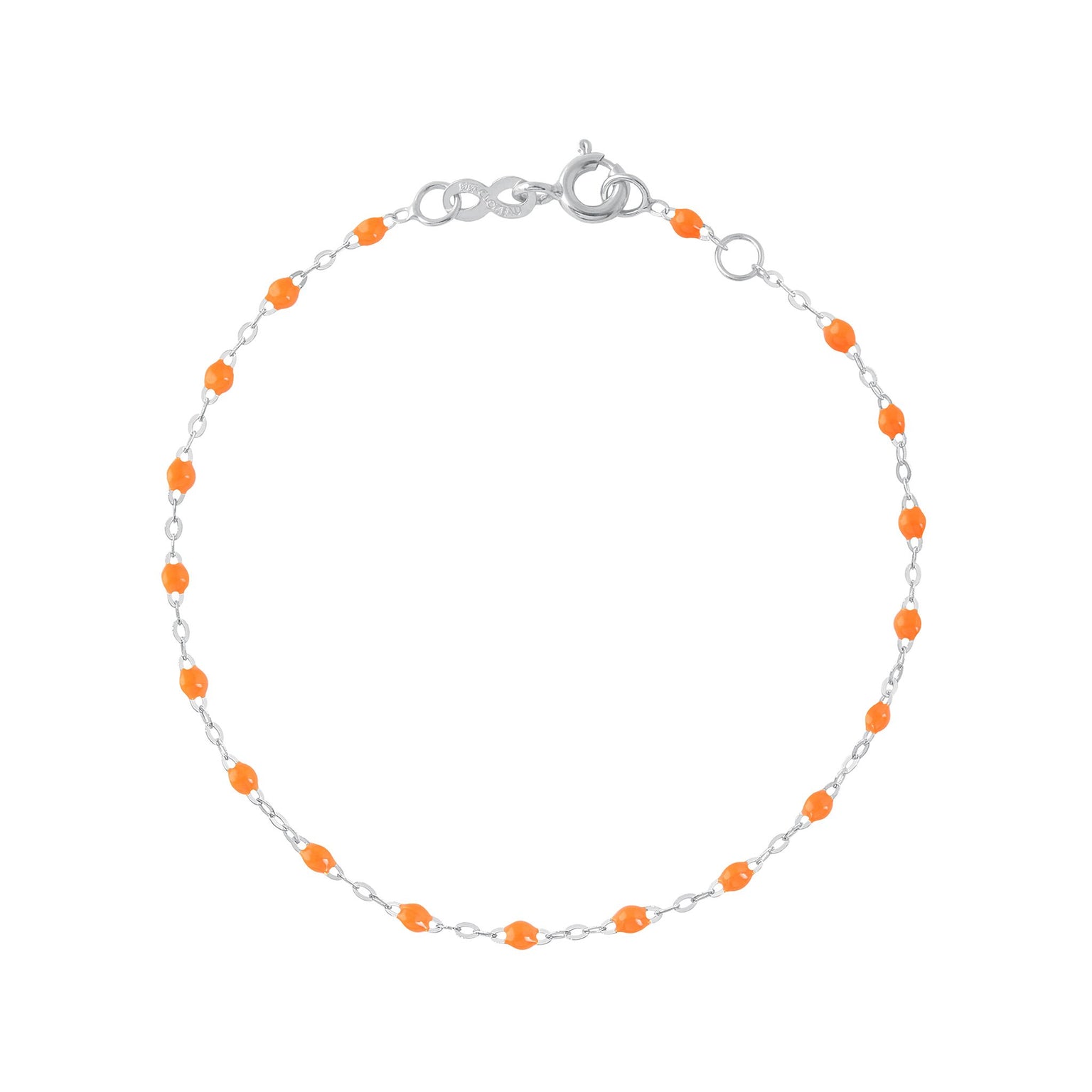 Gigi Clozeau - Bracelet orange fluo Classique Gigi, or blanc, 17 cm
