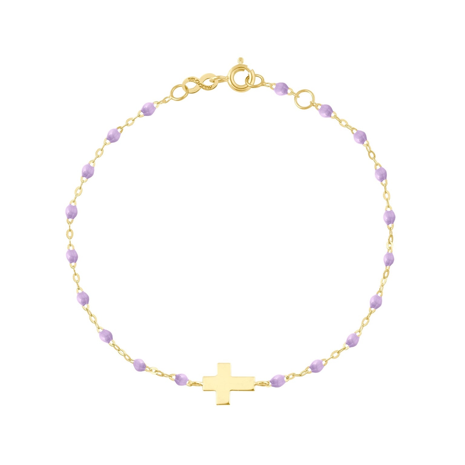 Gigi Clozeau - Bracelet parme Croix, or jaune, 17cm