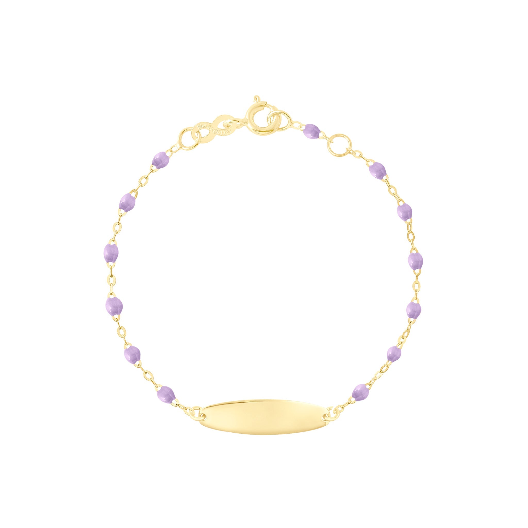 Gigi Clozeau - Bracelet parme Little Gigi, plaque ovale, or jaune, 13 cm