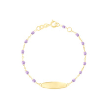 Gigi Clozeau - Bracelet parme Little Gigi, plaque ovale, or jaune, 13 cm