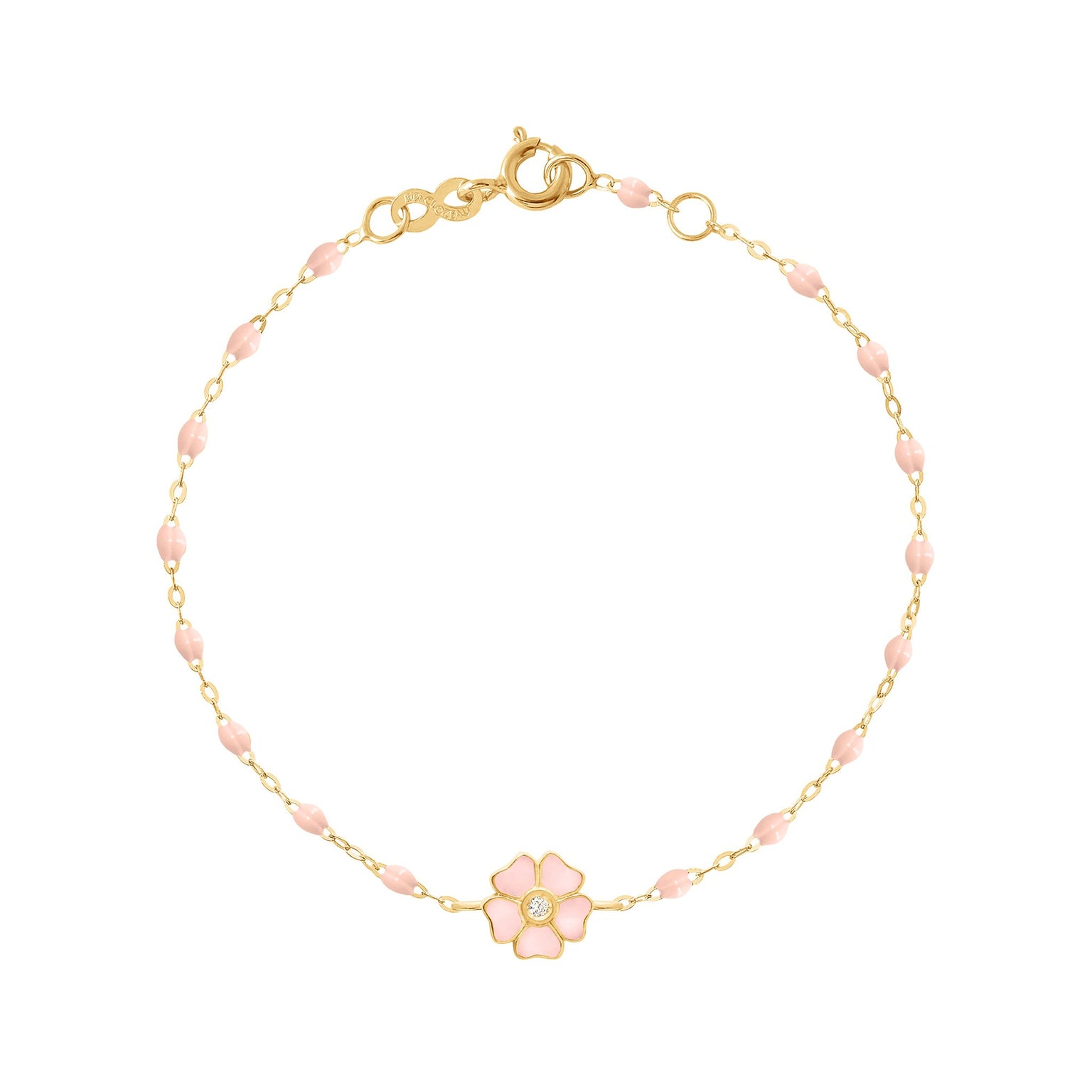 Gigi Clozeau - Bracelet rose bébé Fleur, diamant, or jaune, 17 cm