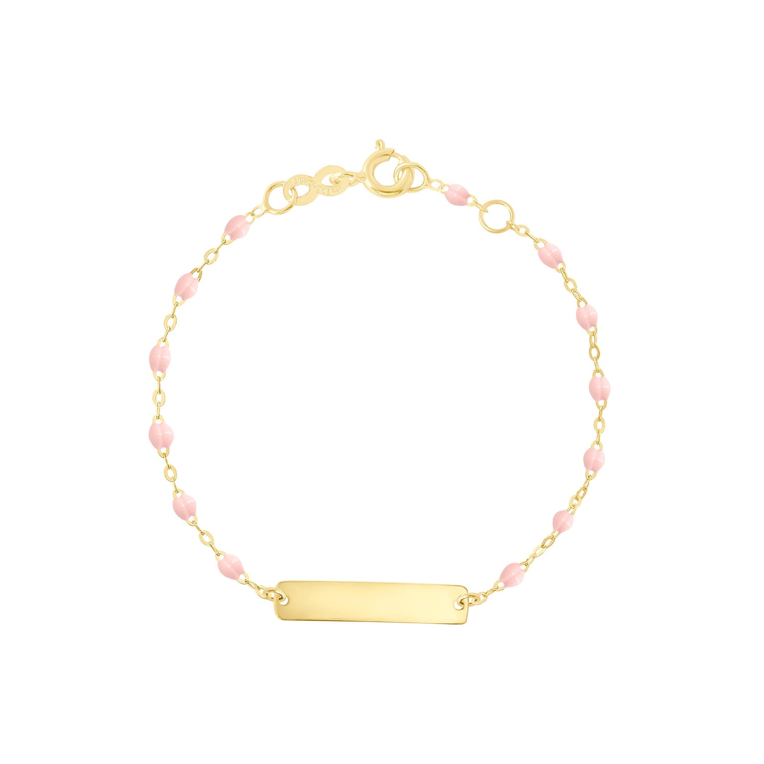 Gigi Clozeau - Bracelet rose bébé Little Gigi, plaque rectangle, or jaune, 15 cm