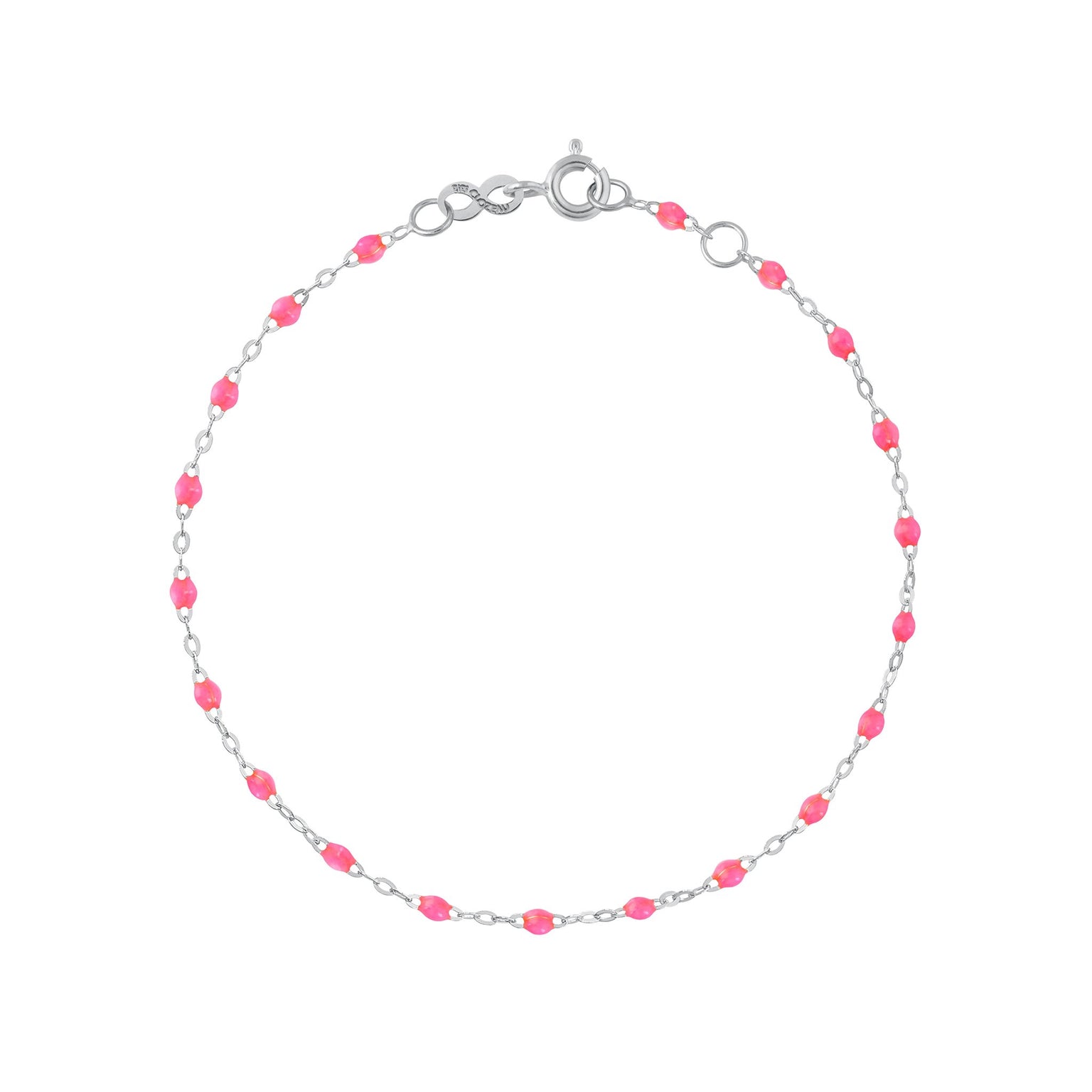 Gigi Clozeau - Bracelet rose fluo Classique Gigi, or blanc, 15 cm