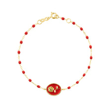 Gigi Clozeau - Bracelet Rose résine coquelicot, or jaune, 17 cm