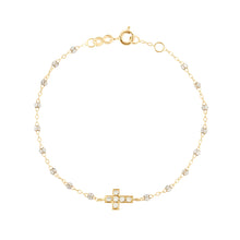 Gigi Clozeau - Bracelet sparkle Croix diamants, or jaune, 17 cm