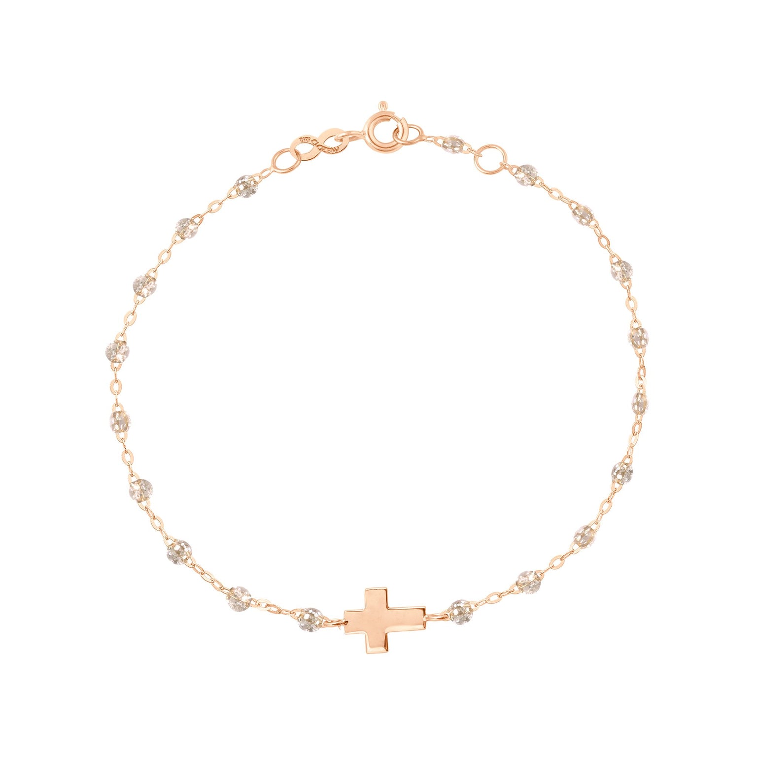 Gigi Clozeau - Bracelet sparkle Croix, or rose, 17cm