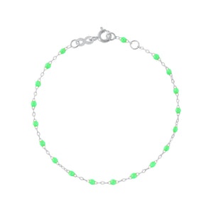 Gigi Clozeau - Bracelet vert fluo Classique Gigi, or blanc, 15 cm