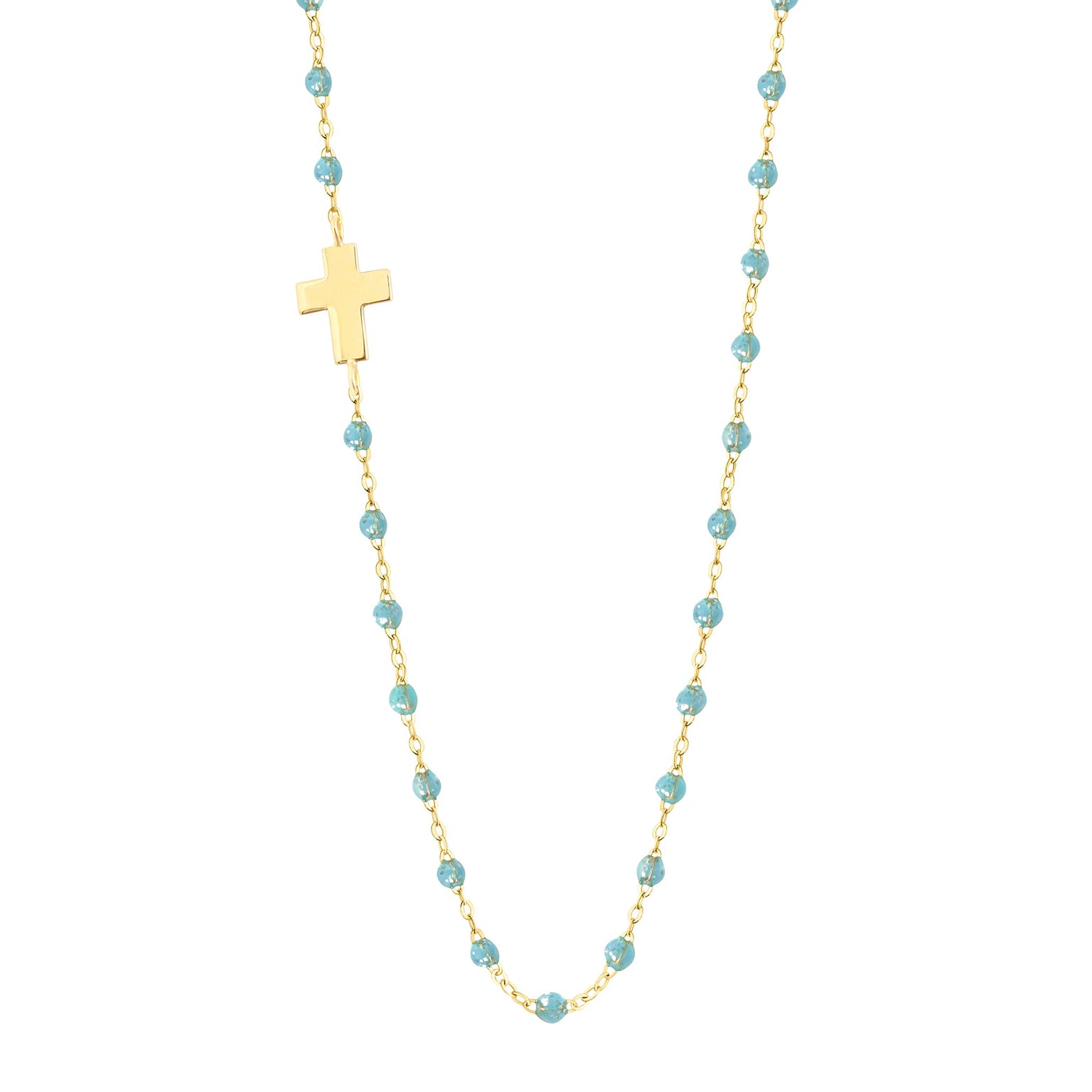 Gigi Clozeau - Collier aqua Croix de côté, or jaune, 42 cm