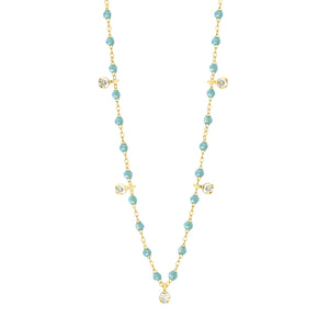 Gigi Clozeau - Collier aqua Gigi Suprême, or jaune, 5 diamants, 45 cm
