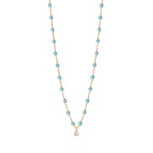 Gigi Clozeau - Collier aqua Gigi Suprême, or rose, 1 diamant, 42 cm