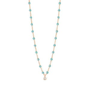 Gigi Clozeau - Collier aqua Gigi Suprême, or rose, 1 diamant, 42 cm