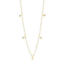 Gigi Clozeau - Collier blanc Gigi Suprême, or jaune, 5 diamants, 45 cm