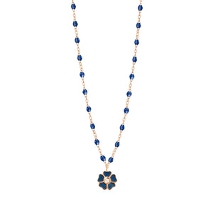 Gigi Clozeau - Collier bleu de prusse Fleur, diamant, or rose, 42 cm