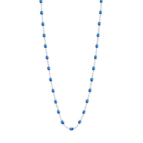 Gigi Clozeau - Collier bleu fluo Classique Gigi, or blanc, 42 cm