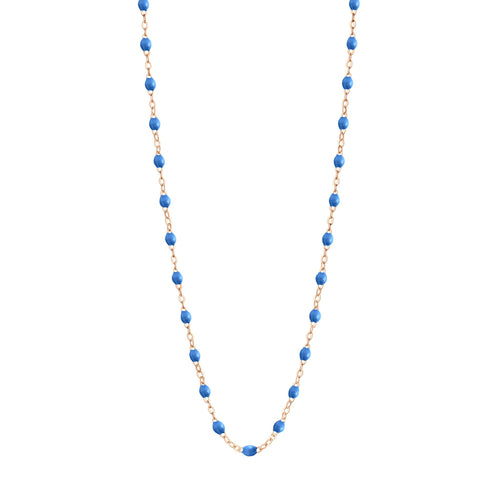 Gigi Clozeau - Collier bleu fluo Classique Gigi, or rose, 50 cm