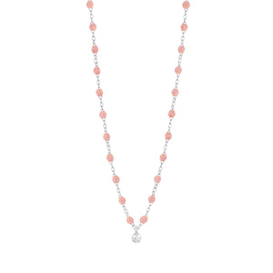 Gigi Clozeau - Collier blush Gigi Suprême, or blanc, 1 diamant, 42 cm