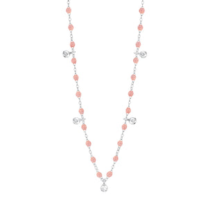 Gigi Clozeau - Collier blush Gigi Suprême, or blanc, 5 diamants, 45 cm