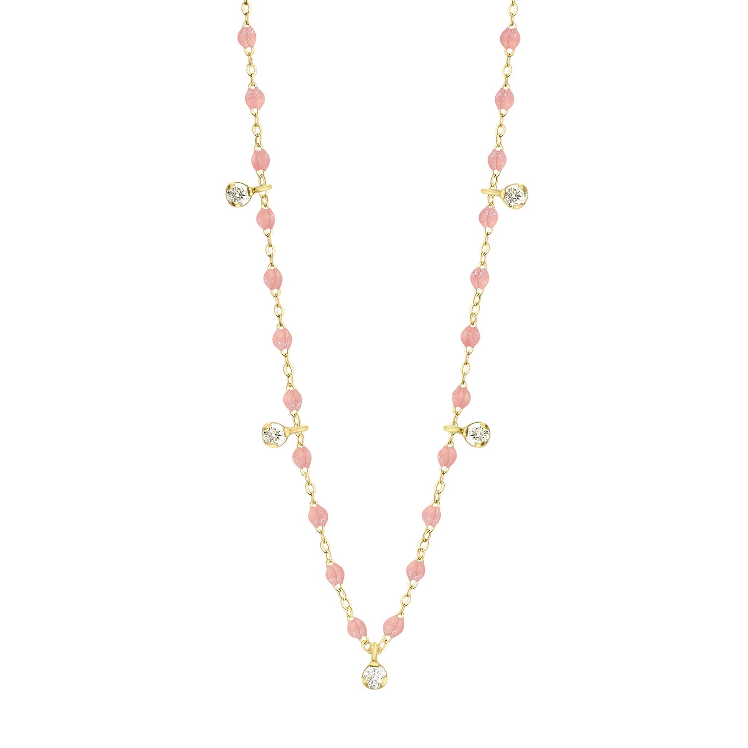 Gigi Clozeau - Collier blush Gigi Suprême, or jaune, 5 diamants, 45 cm