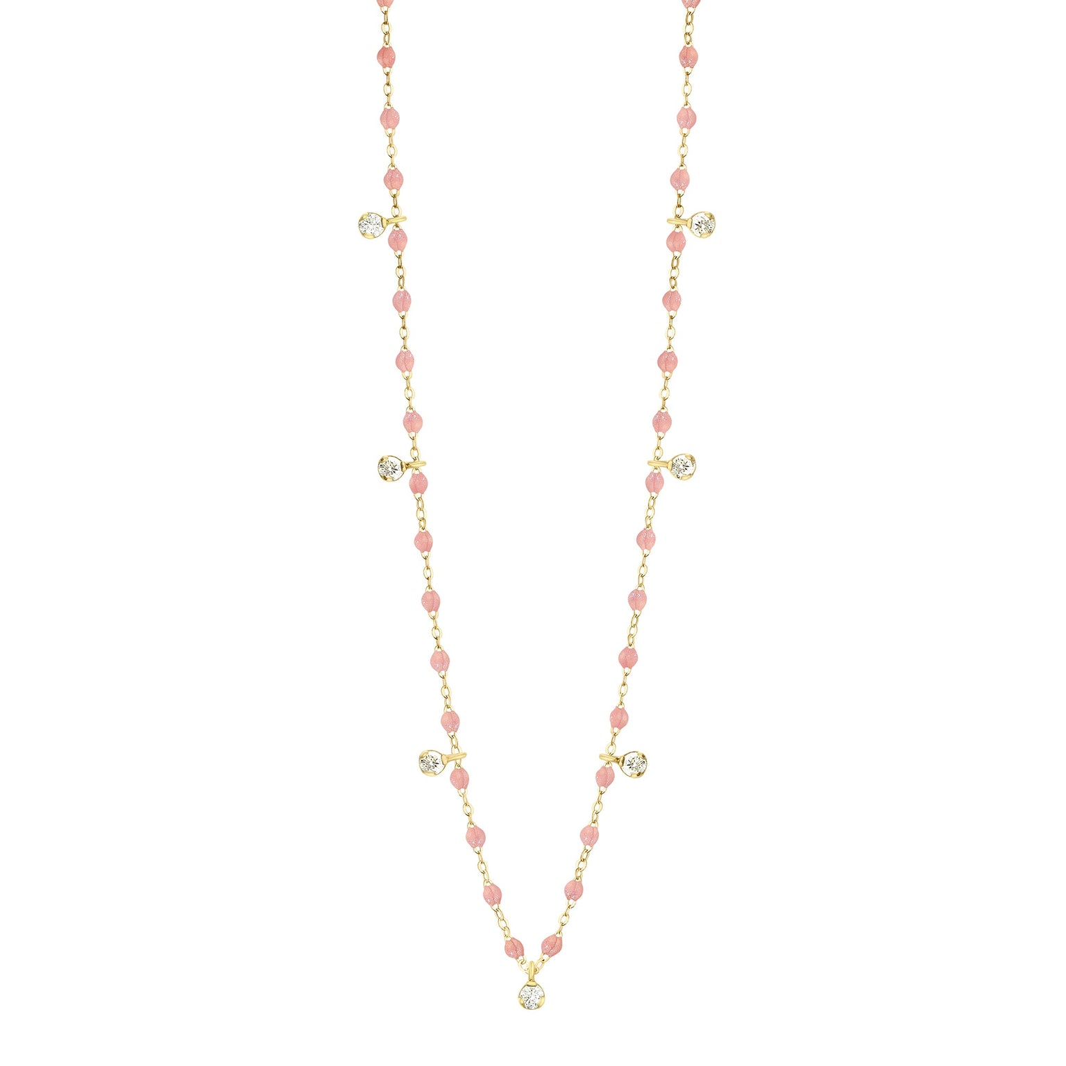 Gigi Clozeau - Collier blush Gigi Suprême, or jaune, 7 diamants, 50 cm