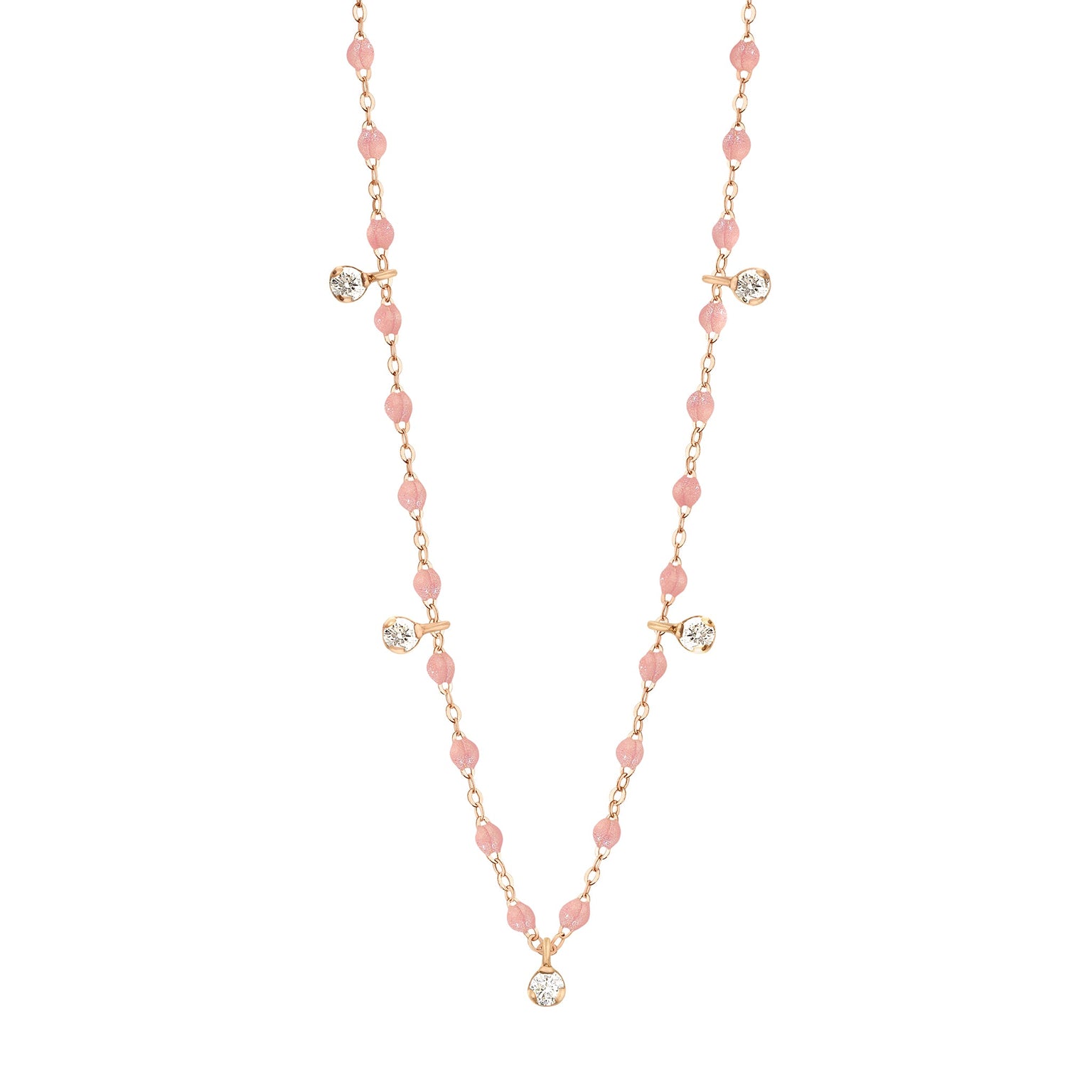 Gigi Clozeau - Collier blush Gigi Suprême, or rose, 5 diamants, 45 cm