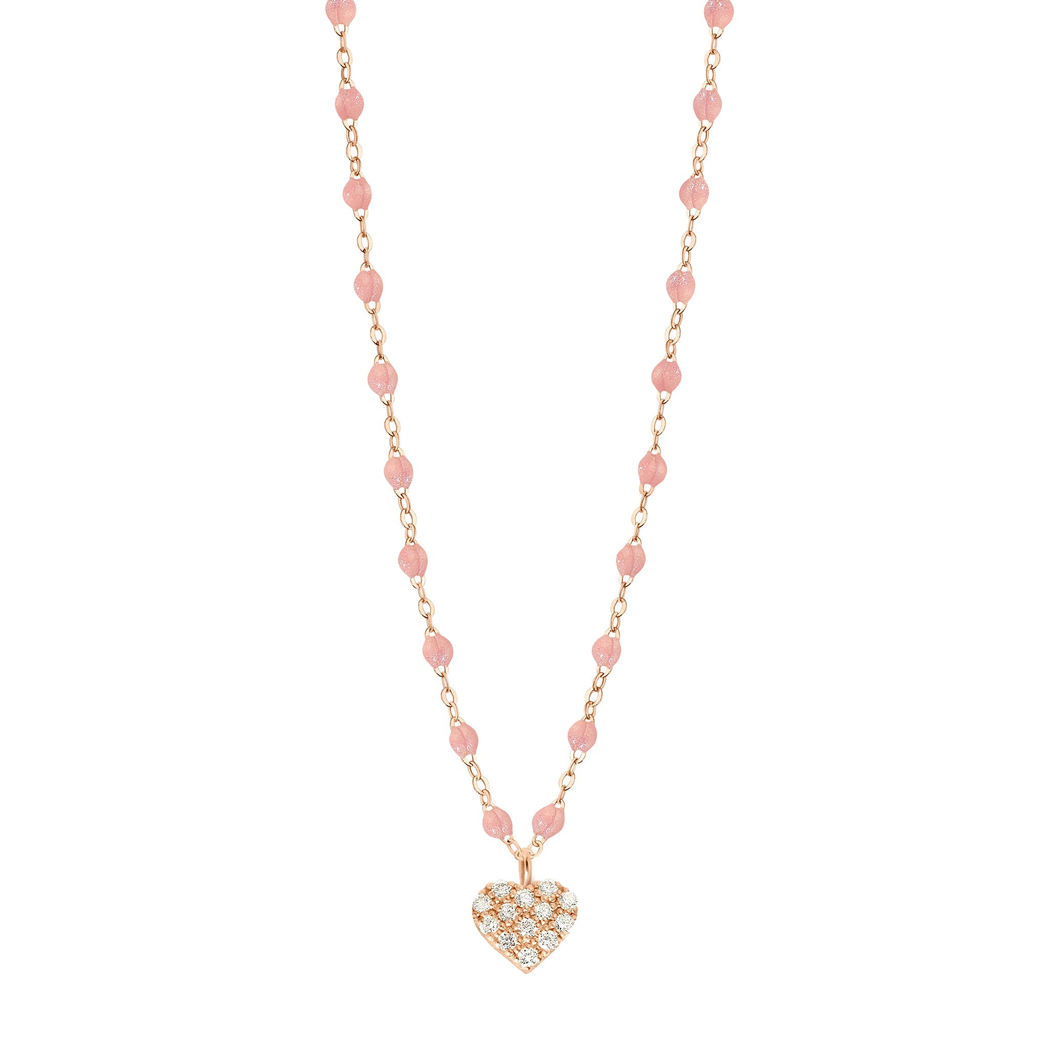 Gigi Clozeau - Collier blush In Love, diamants, or rose, 42 cm