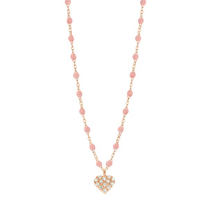 Gigi Clozeau - Collier blush In Love, diamants, or rose, 42 cm