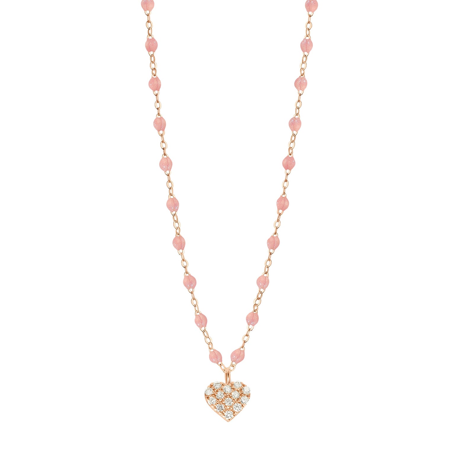 Gigi Clozeau - Collier blush In Love, diamants, or rose, 42 cm