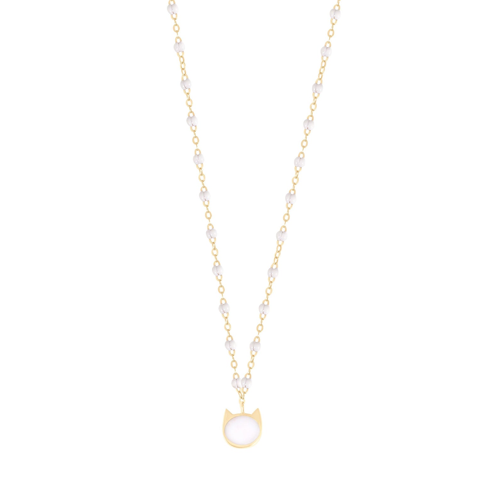 Gigi Clozeau - Collier Chat résine blanche, or jaune