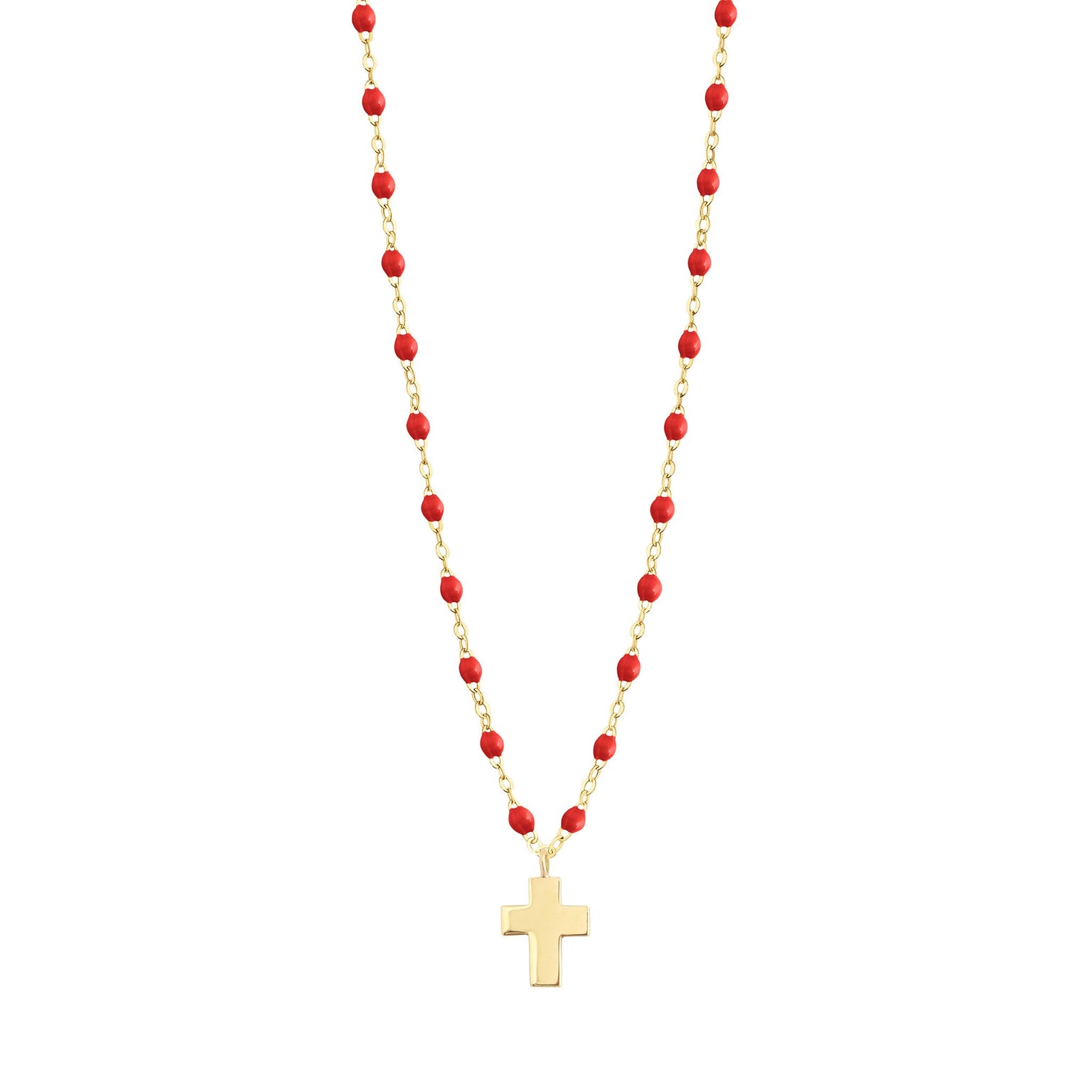 Gigi Clozeau - Collier coquelicot Croix Classique Gigi, or jaune, 42 cm