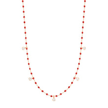 Gigi Clozeau - Collier coquelicot Mini Gigi, or rose, 5 diamants, 55 cm