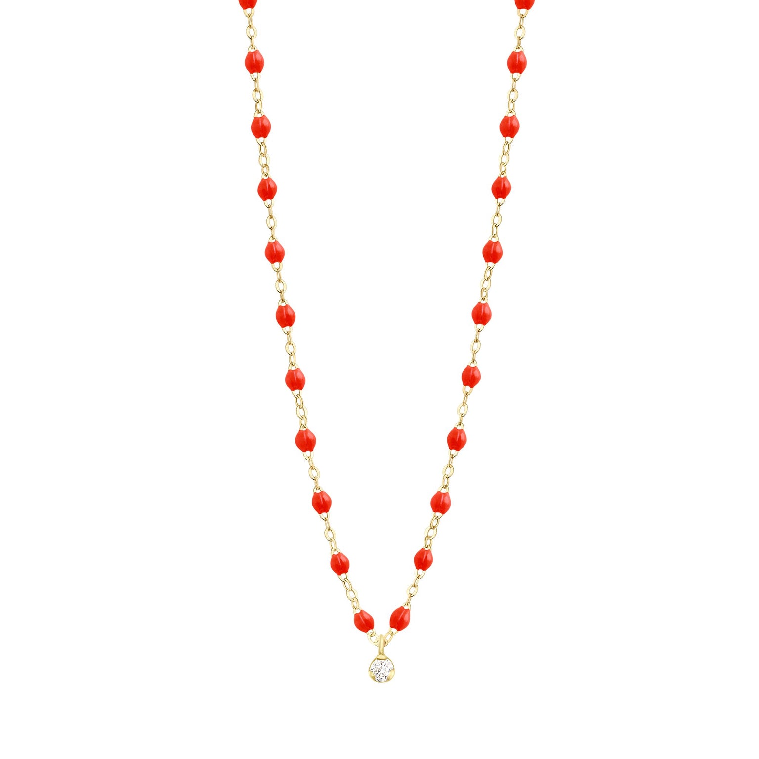 Gigi Clozeau - Collier corail Gigi Suprême, or jaune, 1 diamant, 42 cm