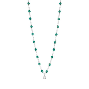 Gigi Clozeau - Collier émeraude Gigi Suprême, or blanc, 1 diamant, 42 cm