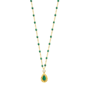 Gigi Clozeau - Collier émeraude Lucky Cashmere, diamant, or jaune, 42 cm