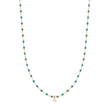 Gigi Clozeau - Collier émeraude Mini Gigi, or rose, 1 diamant, 40 cm