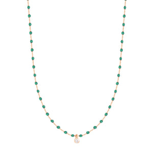 Gigi Clozeau - Collier émeraude Mini Gigi, or rose, 1 diamant, 40 cm