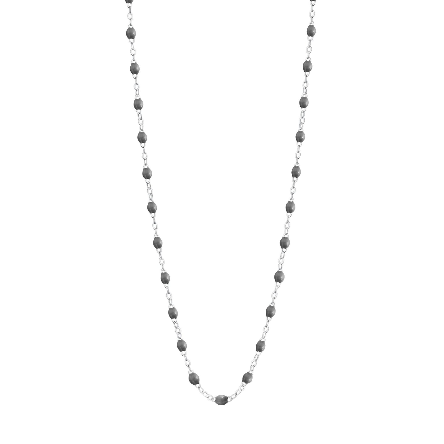 Gigi Clozeau - Collier gris foncé Classique Gigi, or blanc, 45 cm
