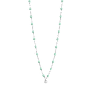 Gigi Clozeau - Collier jade Gigi Suprême, or blanc, 1 diamant, 42 cm