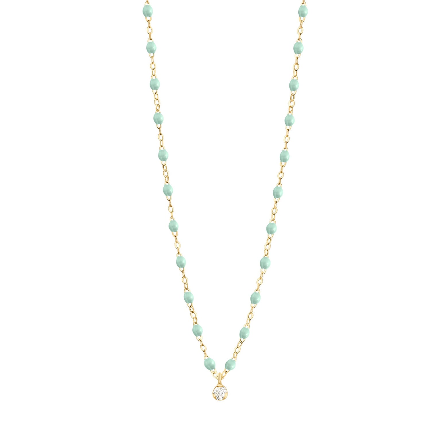 Gigi Clozeau - Collier jade Gigi Suprême, or jaune, 1 diamant, 42 cm