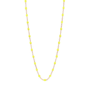 Gigi Clozeau - Collier jaune fluo Classique Gigi, or rose, 45 cm
