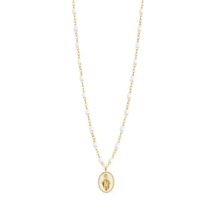 Gigi Clozeau - Collier Madone résine blanche, or jaune, 42 cm