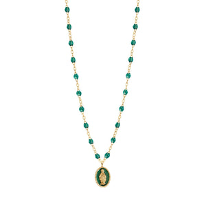 Gigi Clozeau - Collier Madone résine émeraude, or jaune, 42 cm